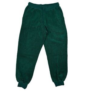 Adore Me Solid green lounge fleece Pants Elastic waist drawstrings pockets L